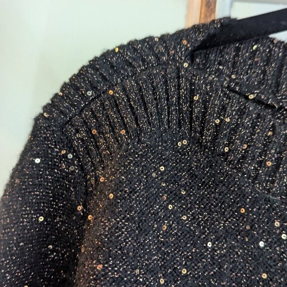 Ann Taylor LOFT Sweater. Brown with Gold Champagne Sparkles Size Large - Picture 14 of 16
